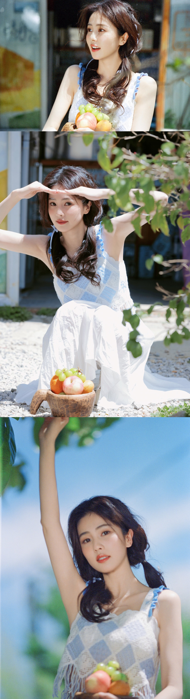 白鹿穿Baby蓝长裙 清新甜美氧气感十足