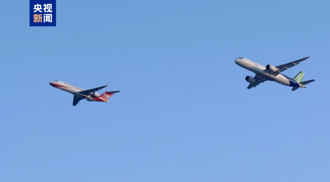 Same frame! C919 and ARJ21's first dual-plane formation flight performance