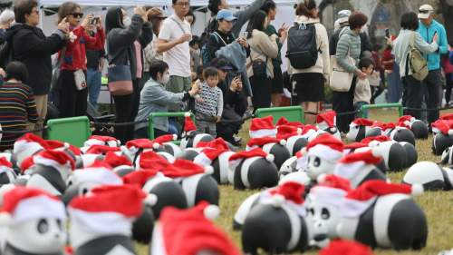 圖集︱逾千隻聖誕造型大熊貓雕塑現身中山公園勁吸睛