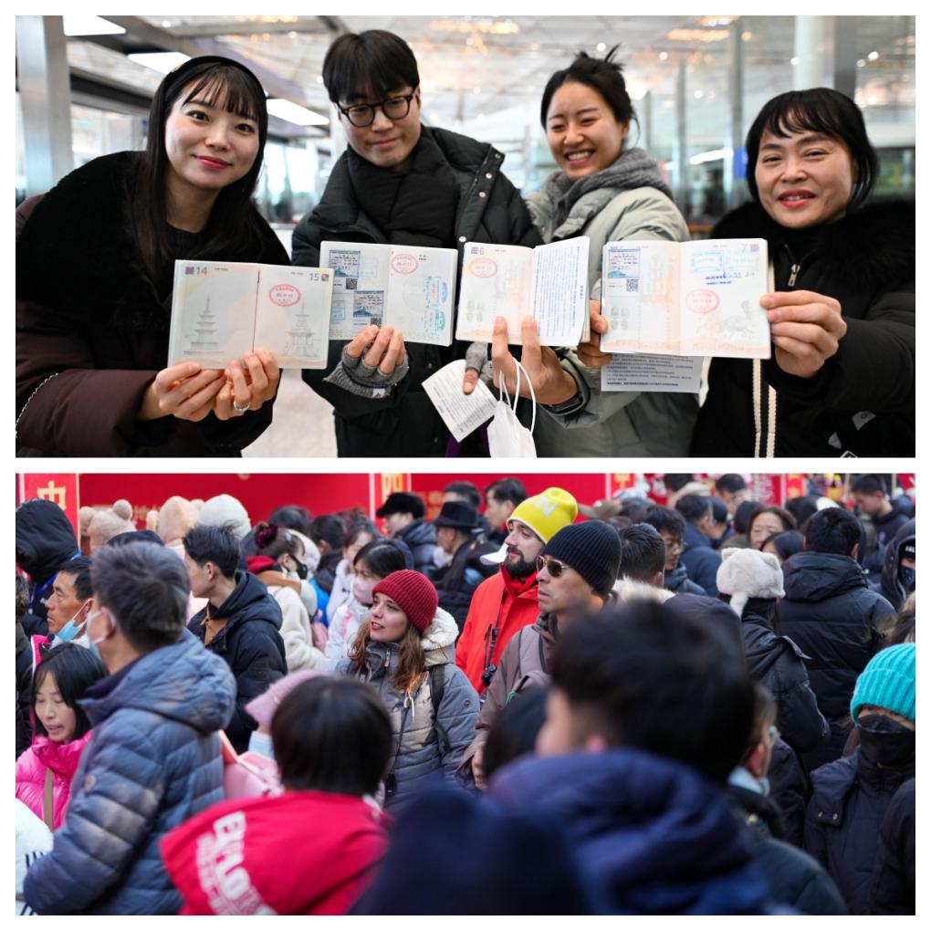 //. nach China. Sie zeigten Reportern den Eingangsstempel auf ihren Pässen. (Bild unten) Am 29. Januar besuchten zwei Touristen aus Spanien die Ditan Temple Fair in Peking. </p> <p> Zhou Weihong, stellvertretender General Manager des Frühlings- und Herbsttourismus, stellte vor, dass ausländische Touristen in dieser 