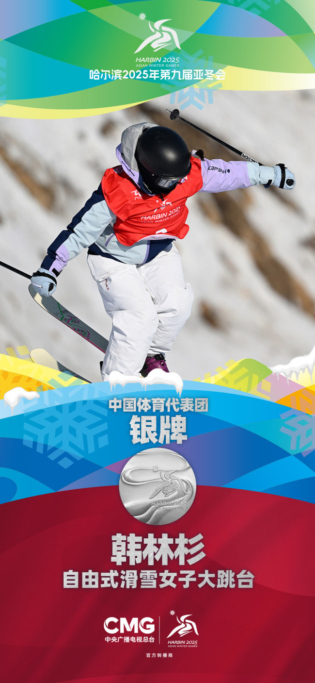 I giocatori cinesi hanno vinto l'oro, la medicina d'oro e bronzo per la piattaforma del grande salto femminile per Freestyle Sking