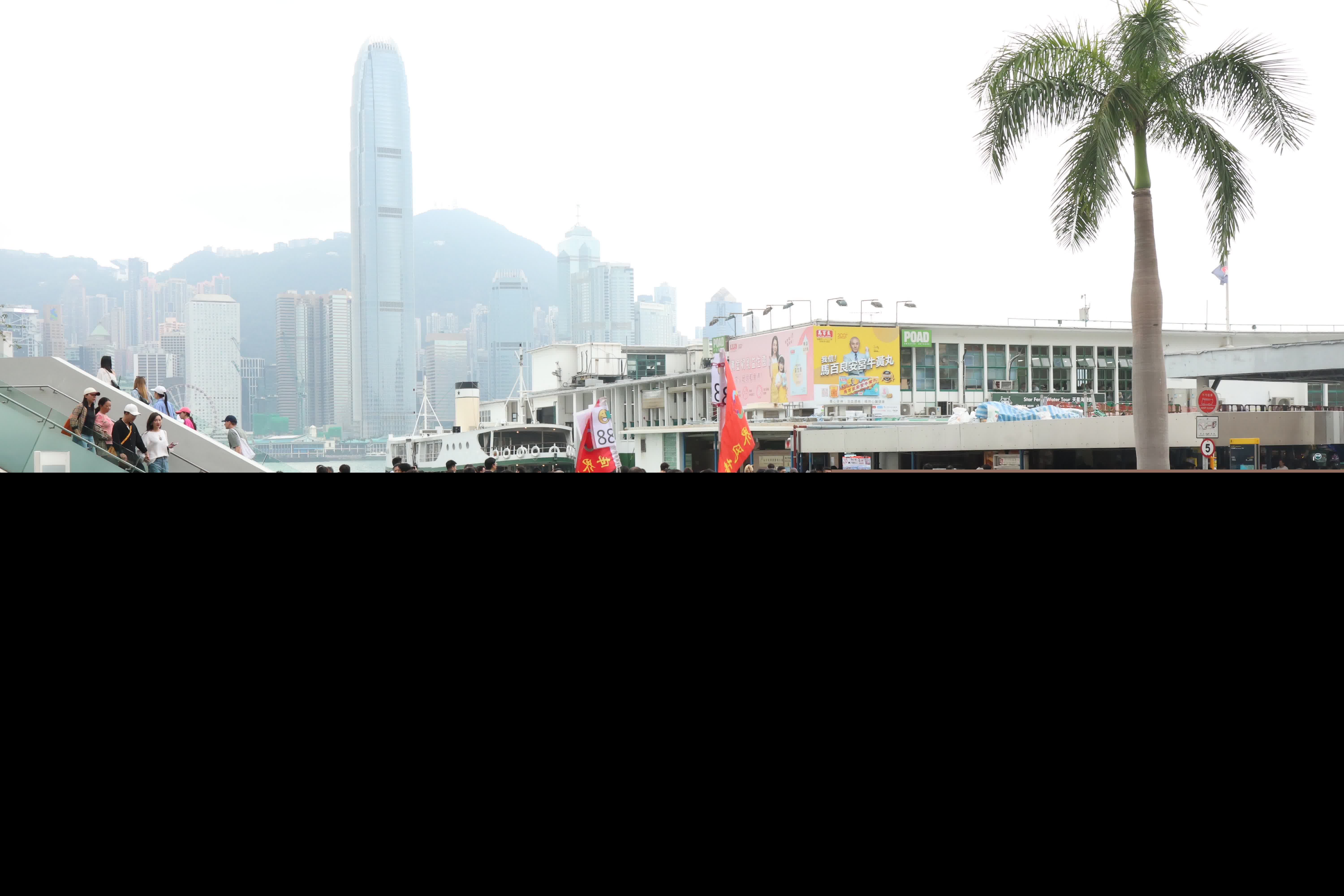 跟團或自由行旅客都近滿了尖沙咀碼頭一帶景點。（香港文匯報記者萬霜靈 攝）