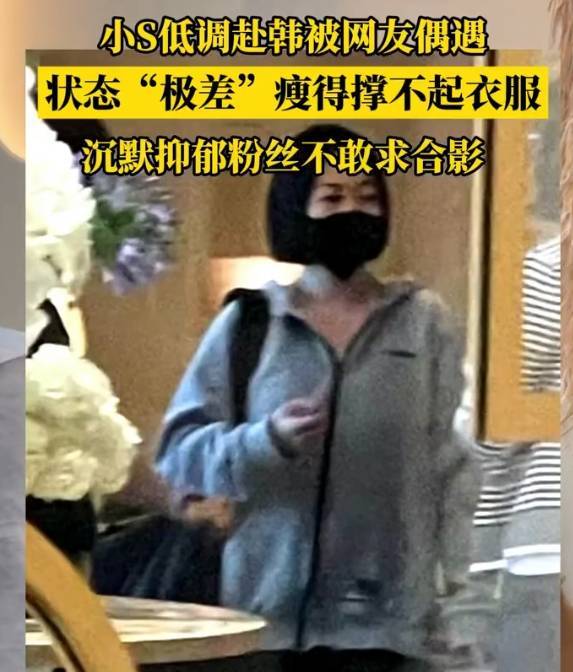 网友韩国偶遇小S办酒店入住 称其状态抑郁身型消瘦