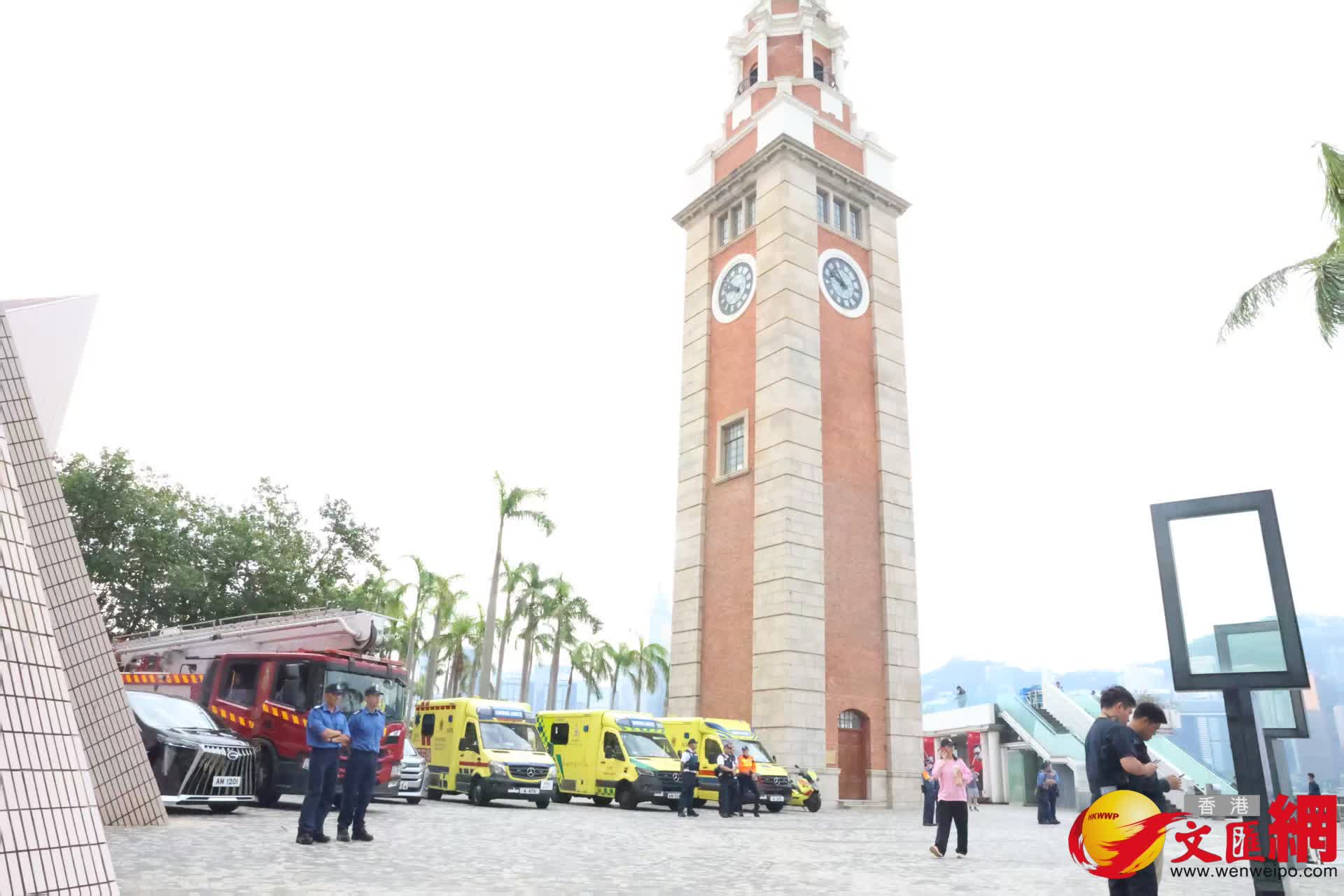 尖沙咀碼頭為運送火炬而準備。（香港文匯報記者萬霜靈攝）