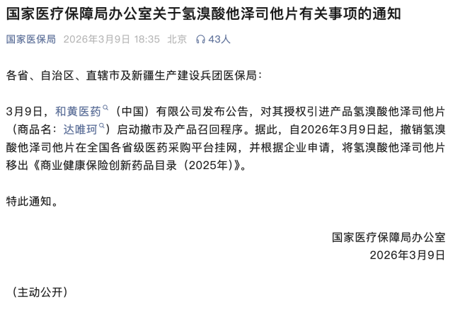 刚刚消息，这款重磅炸弹预备役药品，撤市召回